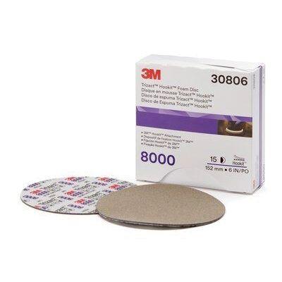 Trizact™ 30806 443SA Series Abrasive Disc, 6 in Dia, P8000 Grit, Hook and Loop, Gray