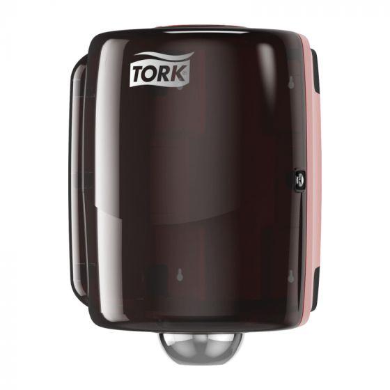 Tork® 653028 Maxi Centerfeed Dispenser, 11.9 in L x 17.6 in H x 12.9 in W, Plastic, Red/Smoke