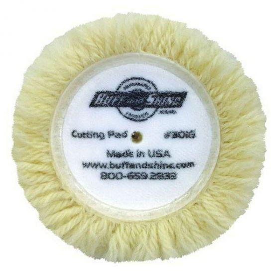 BUFF and SHINE Grip Pad? 301G Twist Buffing Pad, 3 in Dia, Hook and Loop Attachment, Wool Pad, White
