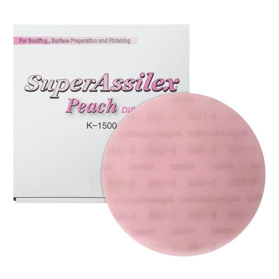 Super Assilex 193-1507 Sanding Disc, 6 in Dia, K1500 Grit, Peach, No Holes (25 Per Box)