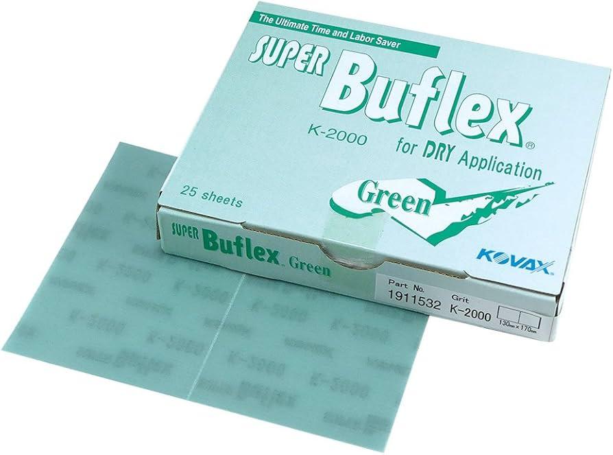 KOVAX® Super Buflex® 191-1532 Super-Tack Buflex Sheet, 130 mm W x 170 mm L, 2000 Grit, K-2000 Grade, Green (25 Per Box)