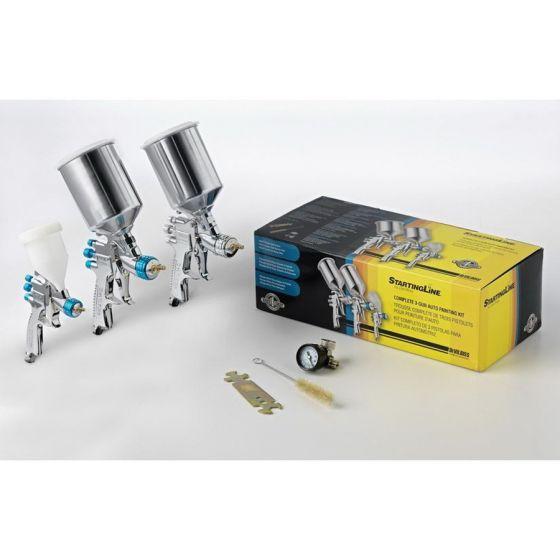 DevilBiss® StartingLine® 802789 3-Gun Painting Kit, 1.3, 1.8, 1 mm Nozzle, 600, 130 cc Capacity