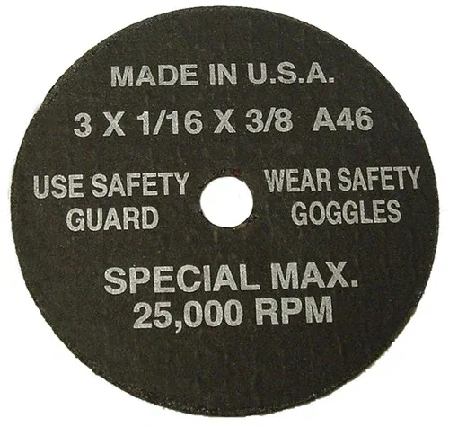 S & G Tool Cut-Off Wheel - 94870 3 Inch Cut-Off Wheel; Thickness: 1/16 Inch; Center Hole Diameter: 3/8 Inch (50 Per Box)