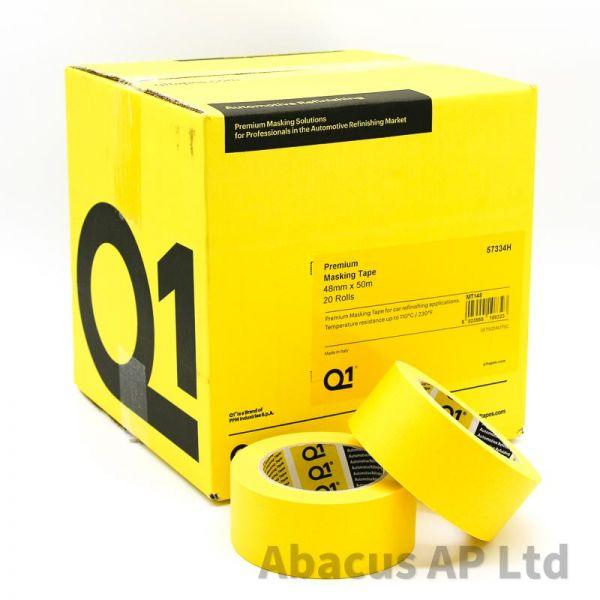 Q1® MTQ148 Premium Masking Tape, 2", 125 um THK, 20/case, Sun Yellow