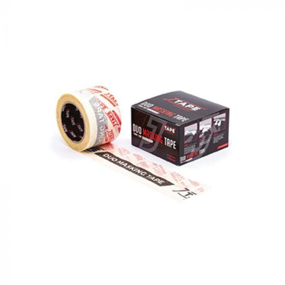 JTAPE™ 1150.7520 DUO Masking Tape, 20 m L x 75 mm W, 285 um THK, Ivory with Black and Red Print