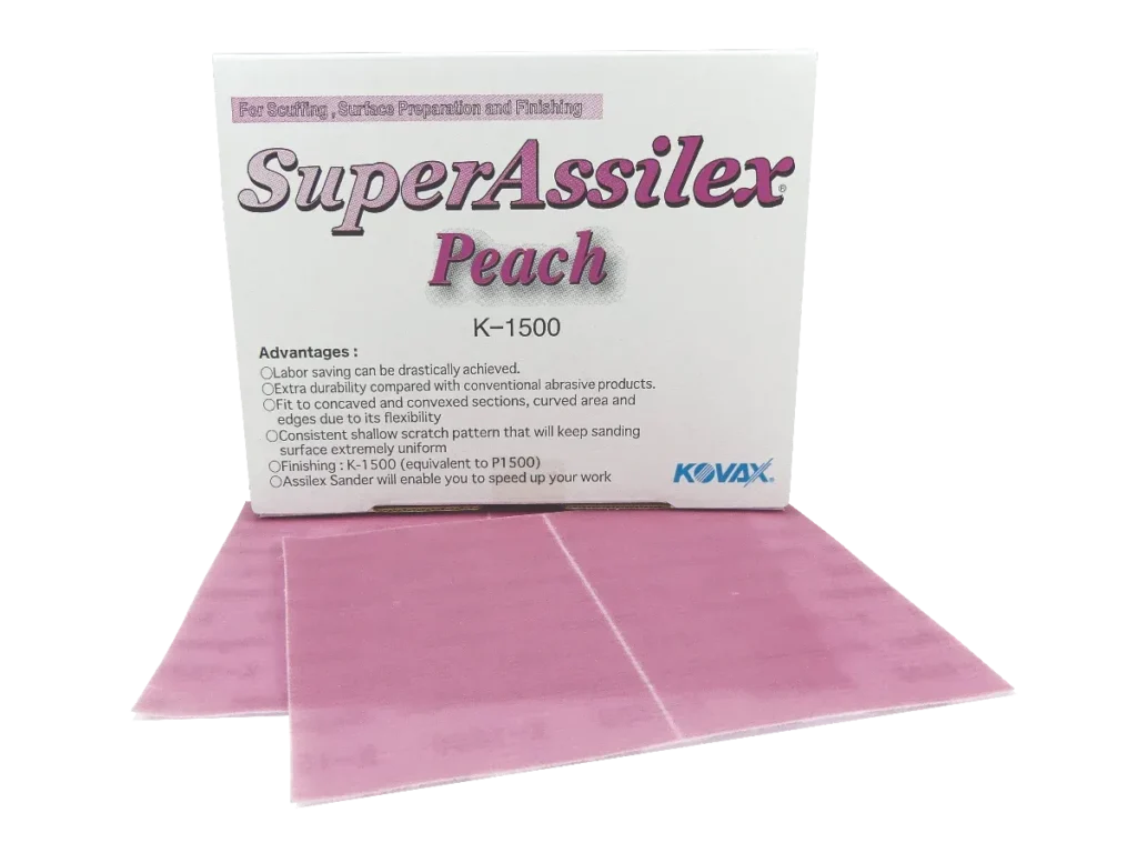 KOVAX®  Super Assilex® 191-2505 Sanding Sheet, 130 mm W x 170 mm L, 1500 Grit, K-1500 Grade, Peach (25 Per Box)