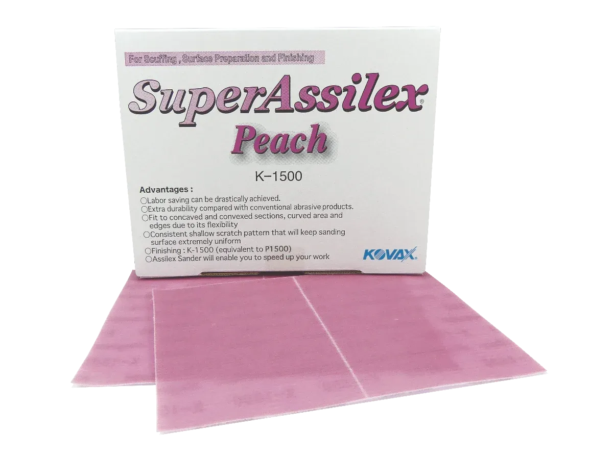 KOVAX® Super Assilex® 191-2505 Sanding Sheet, 130 mm W x 170 mm L, 1500 Grit, K-1500 Grade, Peach (25 Per Box)