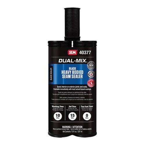 Dual-Mix™ 40377 Heavy Bodied 2-Component Seam Sealer, 7 oz Cartridge, Liquid, Black, 1 hr at 70 deg F Curing