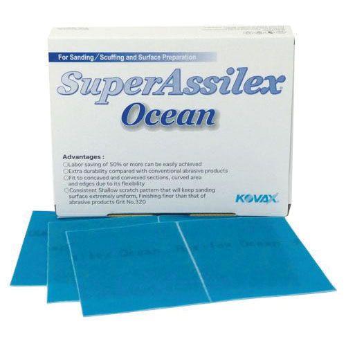 KOVAX® Super Assilex® 191-1515 Sanding Sheet, 130 mm W x 170 mm L, 360 Grit, Aluminum Oxide Abrasive, Ocean, Dry (25 Per Box)