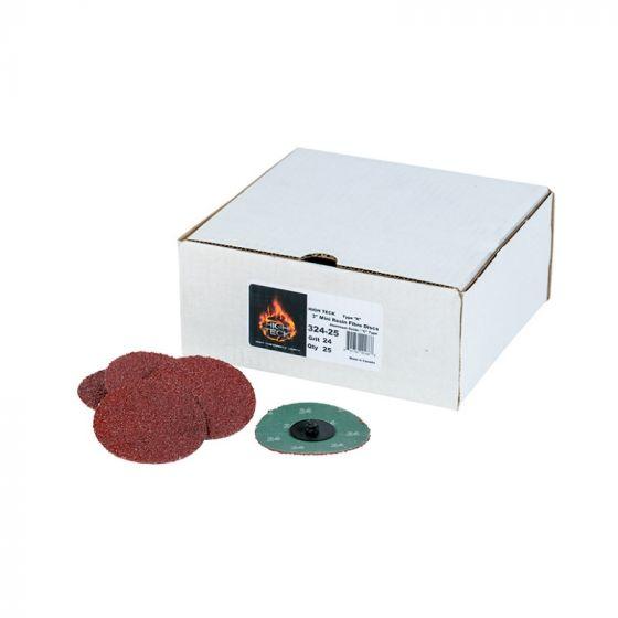 High Teck™ 324-25 R-Style Disc, 3 in Dia, 24 Grit, Aluminum Oxide, Polymer Backing (25 Per Box)