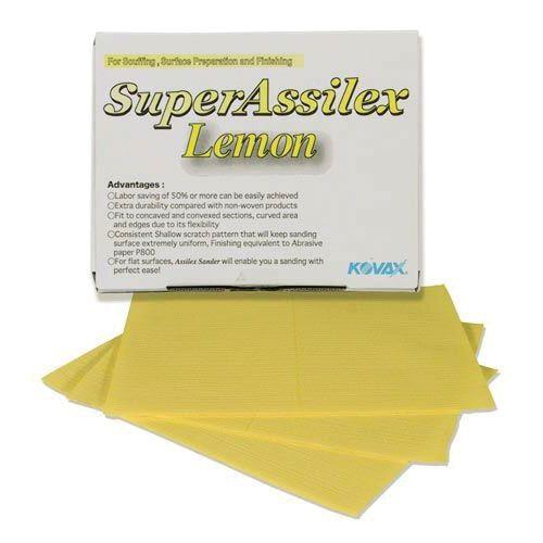 KOVAX® Super Assilex® 191-1509 Sanding Sheet, 130 mm W x 170 mm L, 800 Grit, Aluminum Oxide Abrasive, Lemon, Dry (25 Per Box)