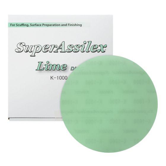 Super Assilex 193-1509 Sanding Disc, 6 in Dia, K1000 Grit, Lime, No Holes (25 Per Box)