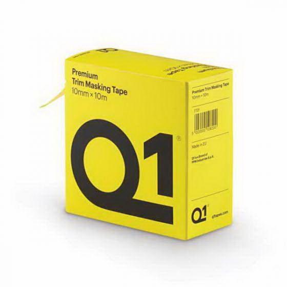 Q1® TT01 Premium Self-Adhesive Trim Masking Tape, 10 m, 10 mm THK, Sun Yellow