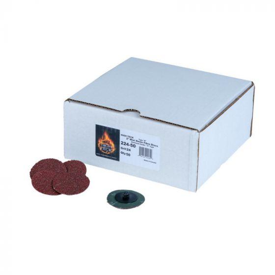High Teck™ 224-50 R-Style Disc, 2 in Dia, 24 Grit, Aluminum Oxide, Polymer Backing (50 Per Box)