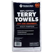 Member's Mark 100% Cotton Terry Towels, 14" x 17", 60 ct.
