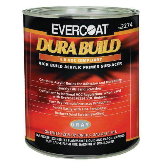 EVERCOAT® 102274 Fast Drying Dura Build Acrylic Primer, 1 gal Round Can, Gray, 1200 sq-ft/gal Coverage