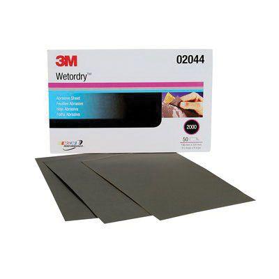 Wetordry™ 02044 401Q Abrasive Sheet, 5-1/2 in W x 9 in L, 2000 Grit, Fine Grade, Silicon Carbide Abrasive, Black