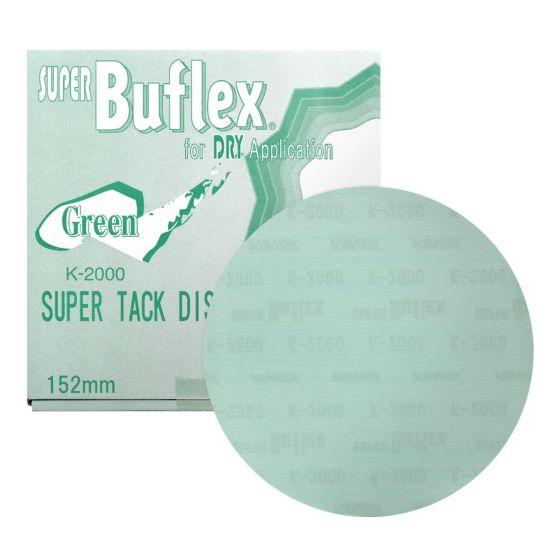 Super Buflex 193-1505, 6 in Disc 2000 Grit, Green, Dry, Hook and Loop, No Holes (25 Per Box)